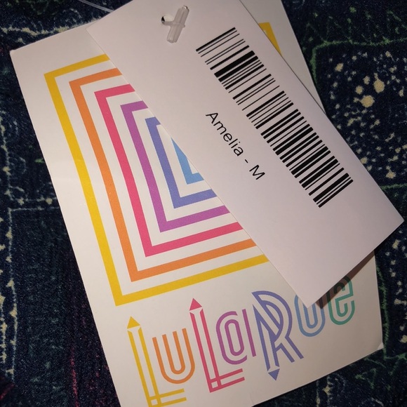 LULAROE size medium navy blue diamond print Amelia dress - Picture 10 of 10